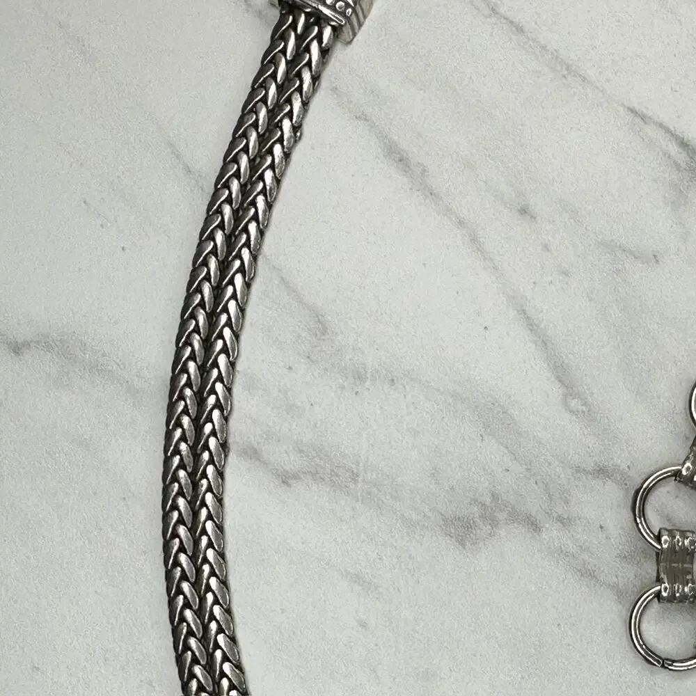 Brighton Silver Tone Braided Chain Belt Heart Charm Medium (M) ✨